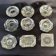 Mixed Lot of 9 Vintage Open Salt Cellars Clear Cut Glass/Crystal