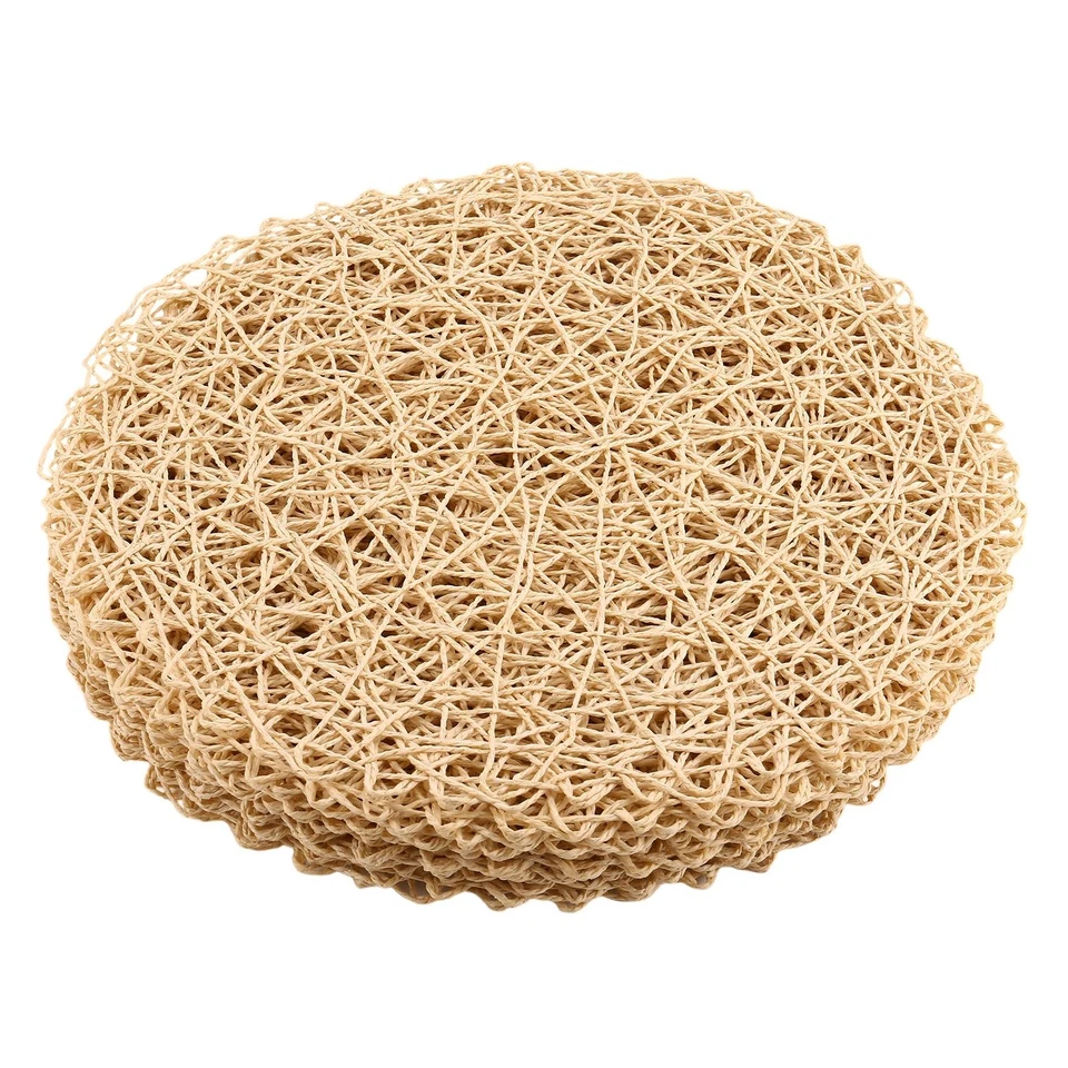 12 Stück Geflochtene Runde Tischsets Rutschfest Wärme Tischmatten für Esstische6699