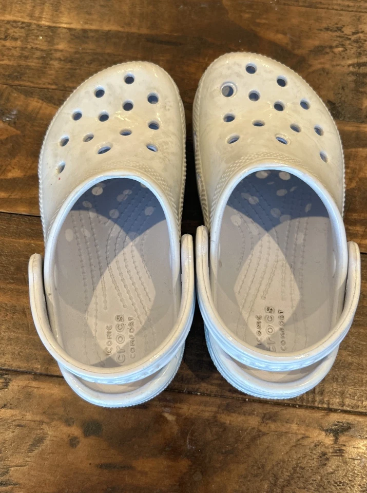 Crocs Niños Zueco Sin Cordones C10 Gris Blanco Agua Zapatos Brillantes Foto 2 de 4