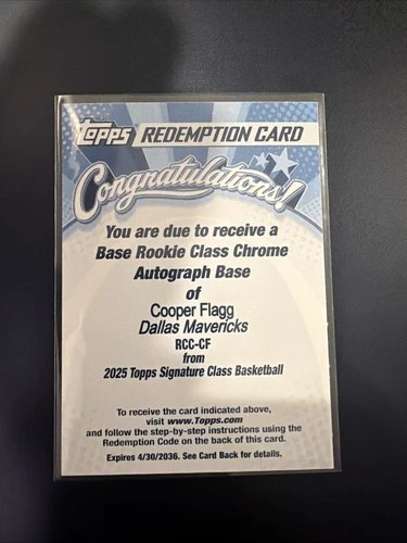 2025 Topps Signature Cooper Flagg Base (RAW)