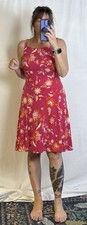 Women's Chaps Pink Floral Print Sleeveless Dress A-line Square Neck Size 6