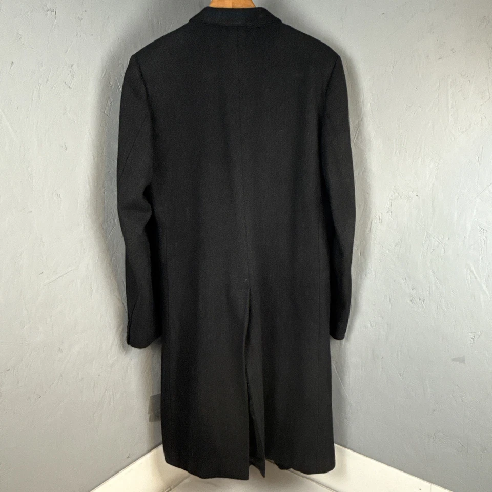 VTG Burberrys Mens Overcoat 100% Wool 42” Black Double Breasted England Trench - Image 2 of 4
