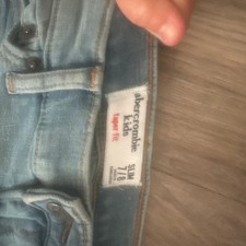 Abercrombie Jeans Kids 7/8, Boys, Lite Blue, Solid, Tapered, No Rips, Low Rise