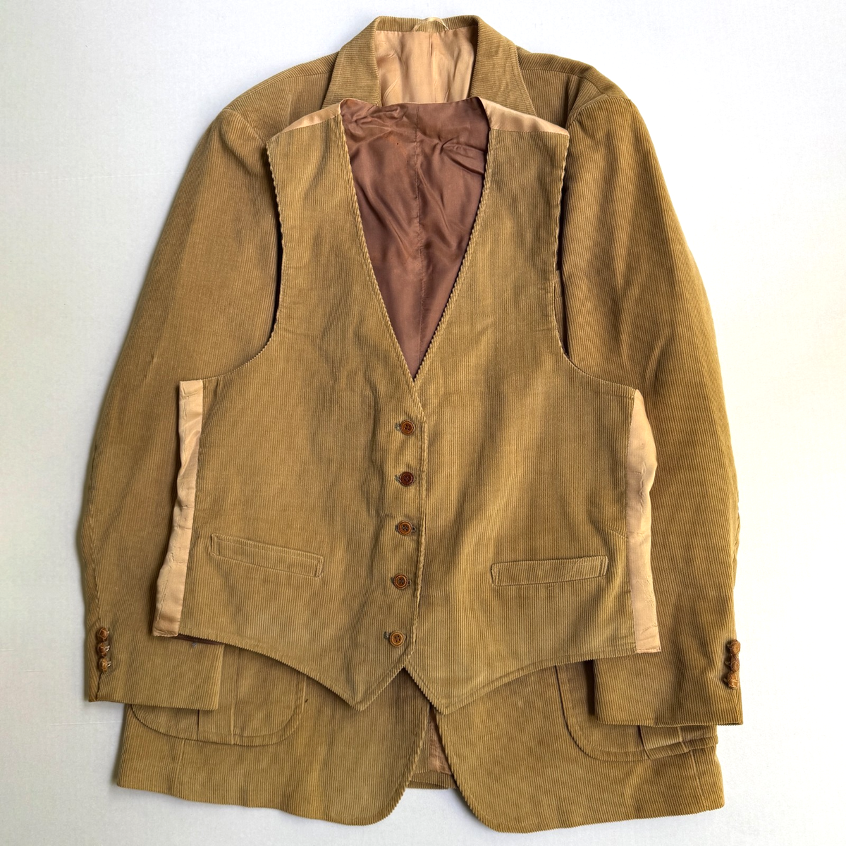 Vintage Sears 2 Pc Corduroy Blazer Jacket Reversible Vest 46 L The