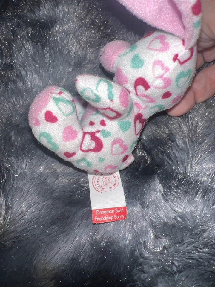 Build A Bear Cinnamon Swirl mini plush Friendship Bunny 3” 2012 Hearts Pattern - Image 2 of 2