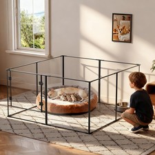 Acrylic Dog playpen Indoor: Clear Puppy Pen for Small Medium Dogs Cats with M...