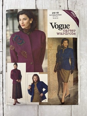 Vogue Career Wardrobe Sewing Pattern 2518 Skirt Top Jacket Size 18-20-22 Uncut