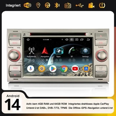 Android 14 DAB+ Autoradio Ford Focus Transit Galaxy S/C-Max Kuga Fiesta Navi DVD - Bild 1 von 4