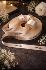 Authentic CHANEL Gift Wrap Ribbon Champagne Gold Sold by Yard Luxury Packaging
