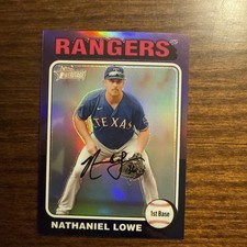 2024 Topps Heritage #88 Nathaniel Lowe Hot Box Purple Chrome Refractor Card SP