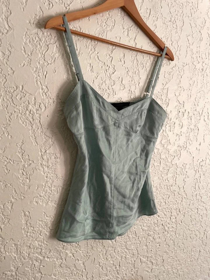 🔥 EXPRESS® RARE Vintage Y2K Silk Sweetheart Romantic Cami Top - Seafoam Green M - Image 2 of 4
