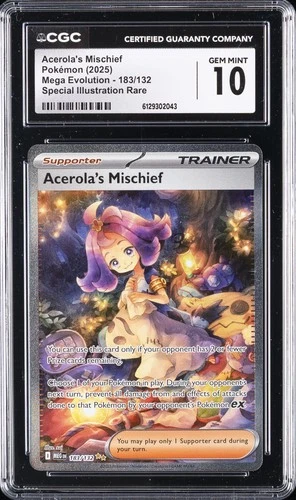 2025 POKEMON MEG EN-MEGA EVOLUTION #183 ACEROLA'S MISCHIEF CGC 10 GEM MINT