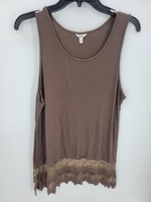 Dylan Sundance Dress Womens Medium Brown Sleeveless Lace Hem Boho Festival