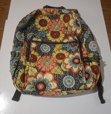 Pre Owned Vera Bradley Flower Shower Print Quilted Retired Backpack Excellent