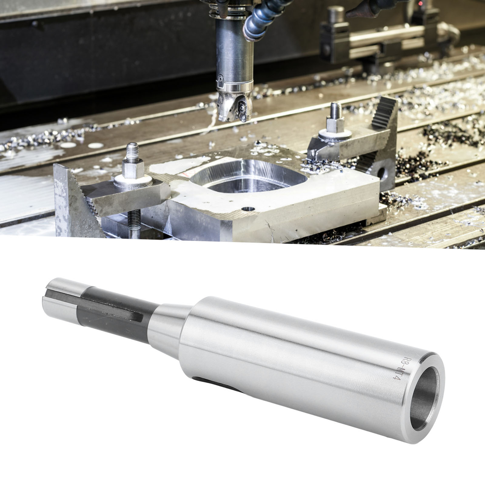 Morse Taper Drill Sleeve Adapter - R8 To MT1, Alloy Steel, For Mill & Drill Press