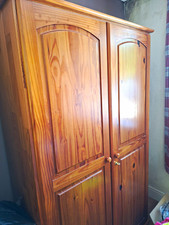 Pine Wardrobe, Set Of Drawers, Bed Side Cabinet, And Mirror