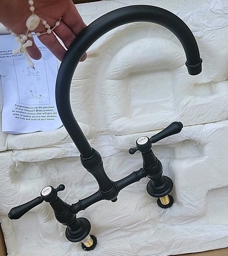 Newport Brass 9457/56 Chesterfield Bridge Kitchen Faucet - Flat Black - Picture 9 of 14