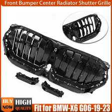 Glossy Black Front Radiator Grille Active Air Shutter For BMW X6 G06 2020~2022