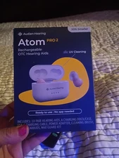 NEW Audien ATOM PRO 2 Beige Wireless Rechargeable OTC Hearing Aids w/UV Cleaning