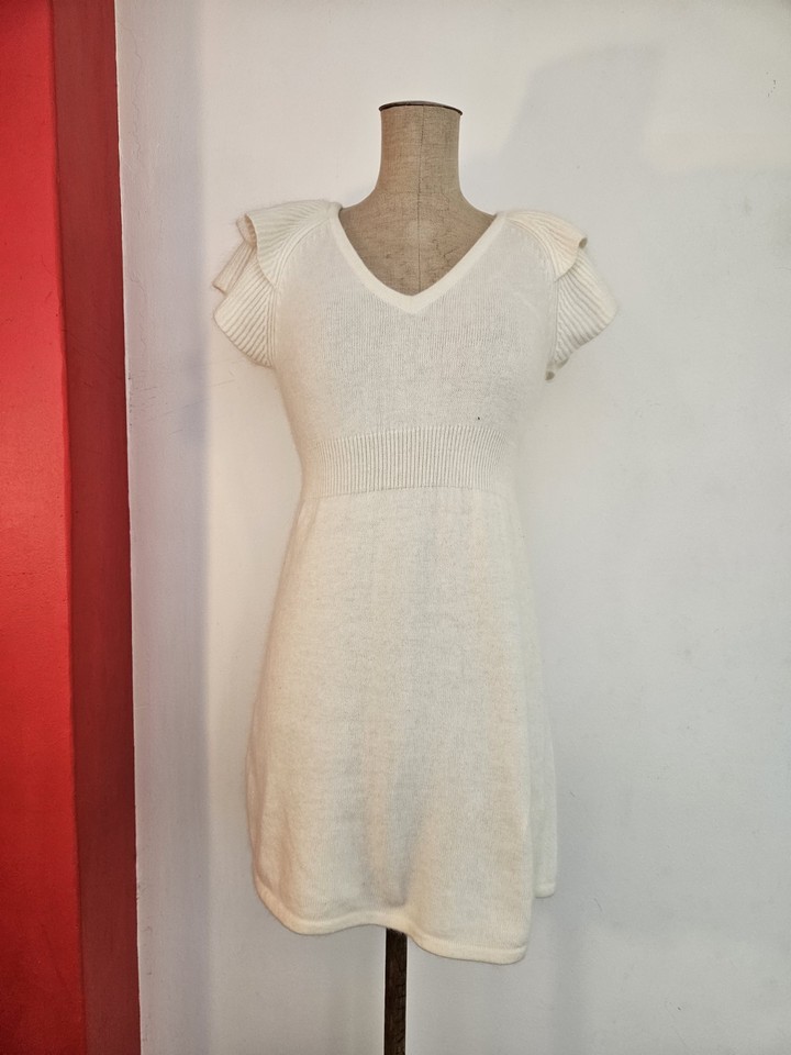 Forever New Angora Wool Blend Knit Dress Ivory Size 8