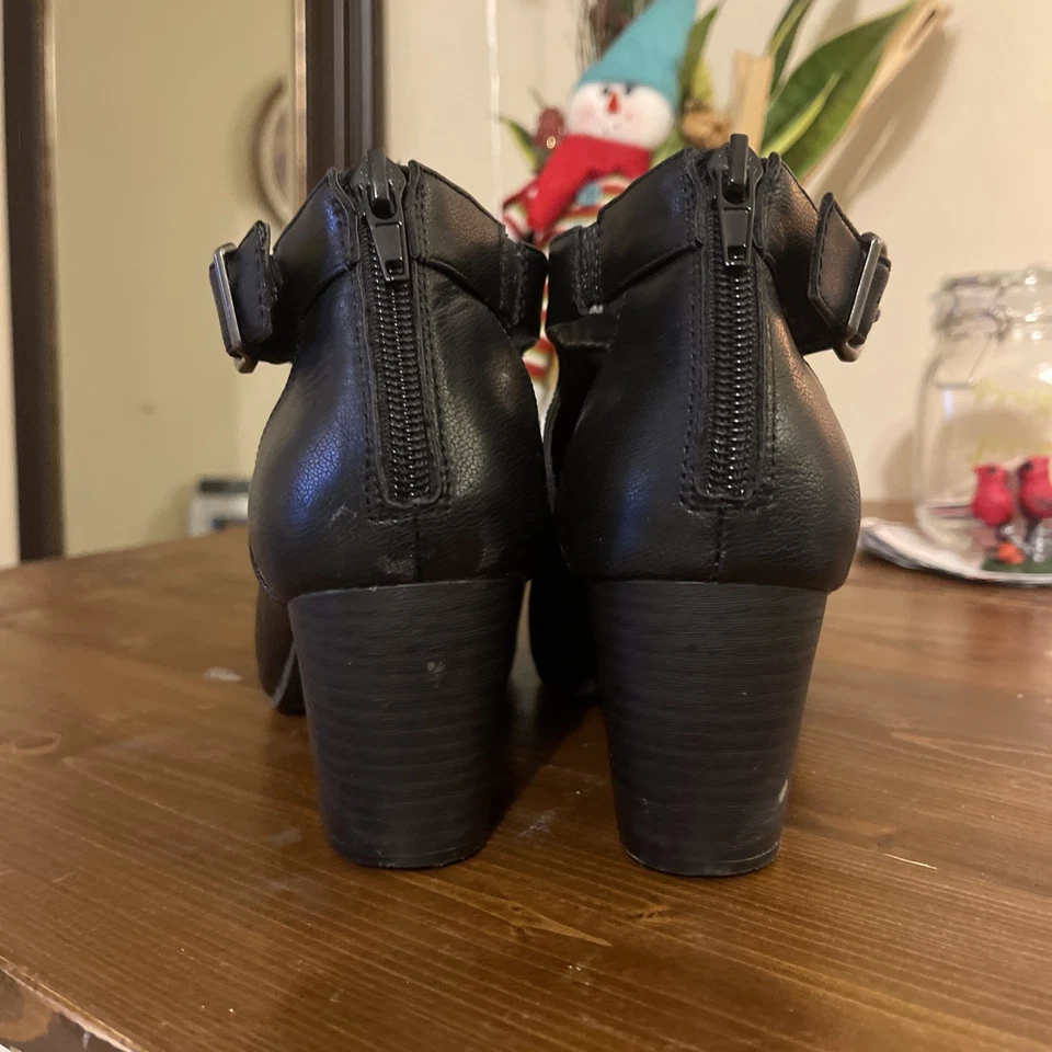 Negro Style & Co Tacón Cierre de Cremallera Puntera Abierta 2 1/2 pulgadas Trozo Tacón Foto 3 de 4