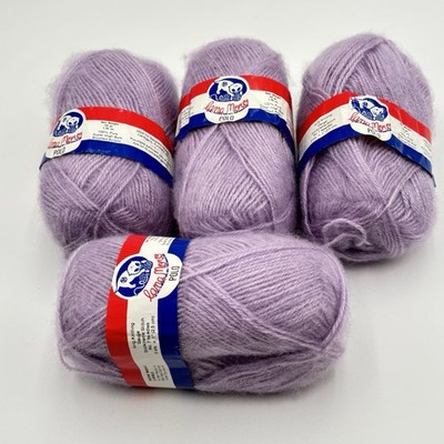 4 Skeins Lana Moro Fluffy Brushed Acrylic Yarn Purple 1.75oz 50g Super High Bulk