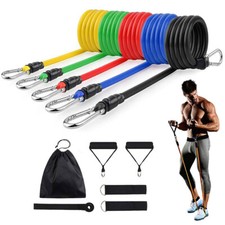 11 PCS Resistance Bands Yoga Pilates Abs Exercise Fitness Tube Workout New