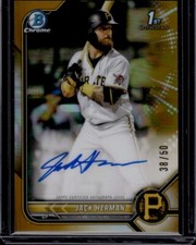 2022 Bowman Chrome Jack Herman GOLD REFRACTOR AUTO #38/50 signed Pirates 1st