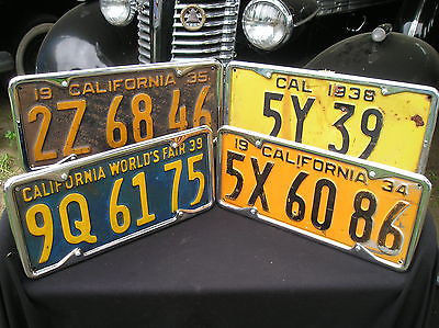 【1989STANDARD】 RV_MIX SPELLING HOOD (STHSTD-0028) NEW PAIR OF 29 TO 39 VINTAGE STYLE CALIFORNIA LICENSE PLATE