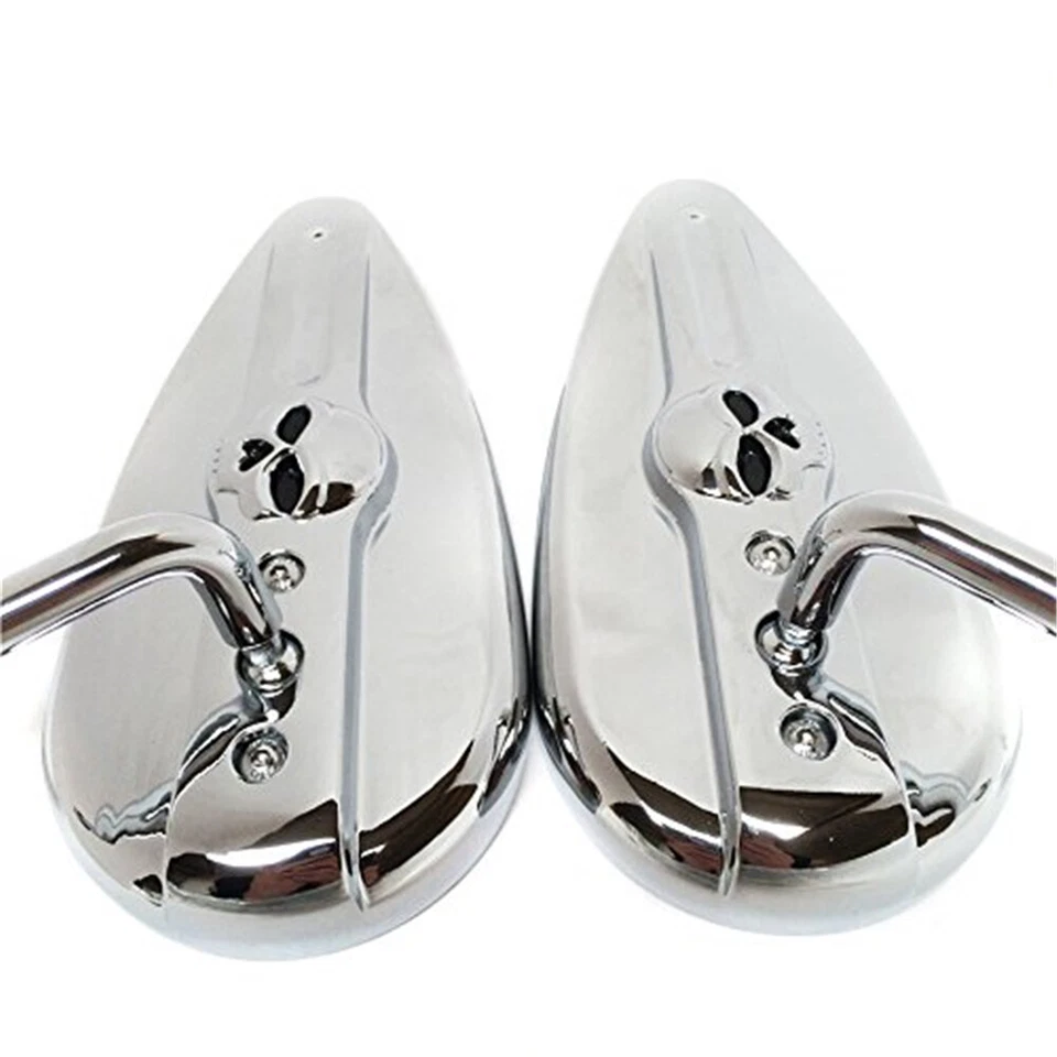 Espejos retrovisores laterales cromados con calavera para Harley Springer Softail EFI Sportster 1200 personalizados Foto 3 de 4