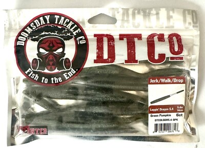 Doomsday Tackle Co. Laggin' Dragon 5.4'' Jerk/Walk/Drop Green Pumpkin 6-ct