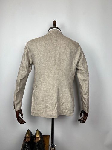 0909 Bongenie Grieder Beige Men's Summer Linen Unlined Blazer Jacket Size US 42 - Picture 6 of 11