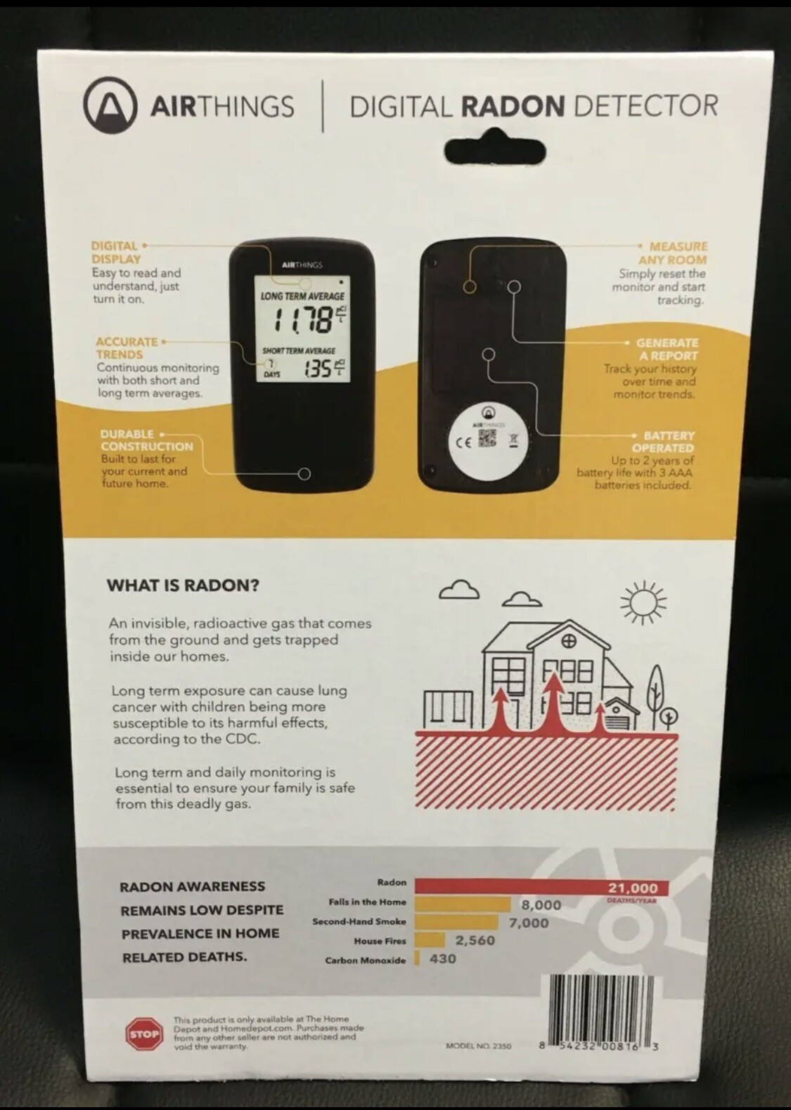 AIRTHINGS Digital Radon Detector BRAND NEW Model 2350 Sealed Package Airthings digital radon detector brand new model 2350 sealed package
