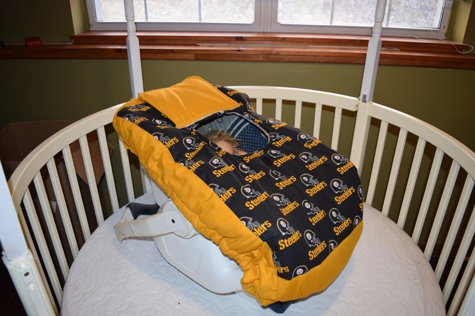 *NEW* INFANT CAR SEAT CARRIER COVER M/W PITTSBURGH STEELERS FABRIC - Image 2 of 3