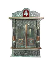 Wooden Aluminum and Copper Oxidized Home Temple Hindu Mandap For Worship Q4