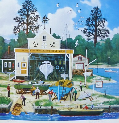 Jane Wooster Scott Salem Shipyard Handsignierte Limitierte Lithografie, 495