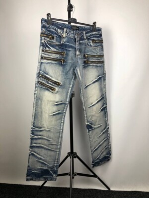 RARE Distressed Opium Japanese Style Denim Zipper Avant RARE Distressed Opium Japanese Style Denim Zipper Avant