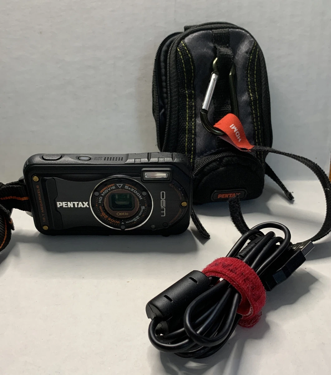 Pentax Optio W90 12.1MP Digital Camera - Black - Used, Working With Case