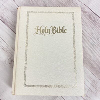 HOLY BIBLE KJV 1978 White Faux Leather Family Bible Ottenheimer | eBay