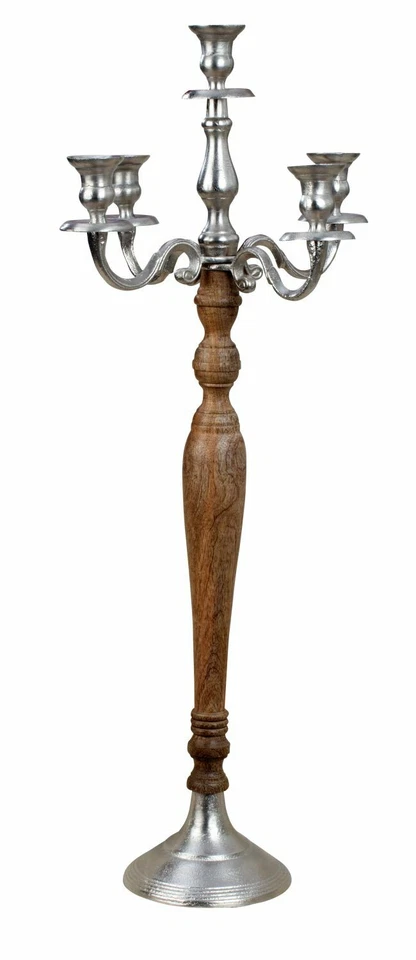 Kerzenständer 5-armig Kandelaber aus Holz und Metall braun/Silber Höhe 80 cm - Bild 1 von 1
