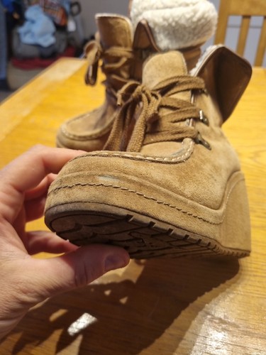 Rocket Dog Suede Tan Lace Up Heel Wedge Ankle Boots UK4 EU37 - Picture 4 of 12