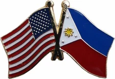 USA - PHILIPPINES FRIENDSHIP CROSSED FLAGS LAPEL PIN - NEW - COUNTRY PIN