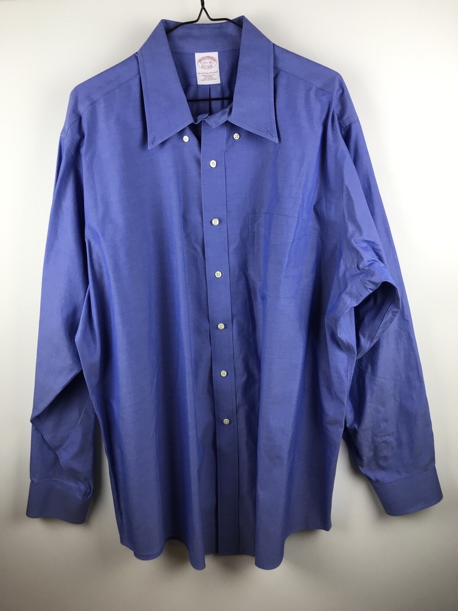 Brooks Brothers Dress Shirt Long Sleeve Button down Blue color 17.5 size  Mens