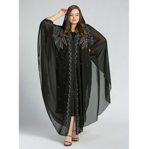 African Women Dubai Muslim Hoodie Maxi Dress Robe Abaya Farasha Kaftan Dress - Picture 12 of 36
