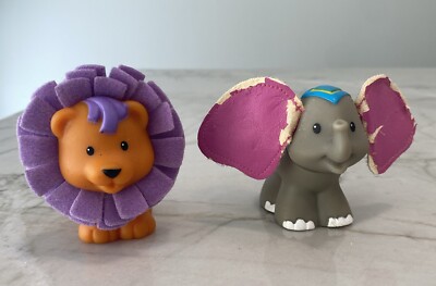 Fisher-Price Little People 2005 Circus Elephant and Circus Lion purple soft mane