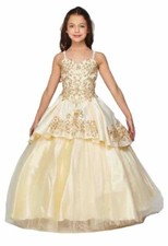 Cinderella Couture pageant Girls Ball gown champagne removable skirt- Hi Low