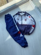 Excellent Vintage England Woven Track Suit Jacket Trouser 1990-1992 Umbro Set L