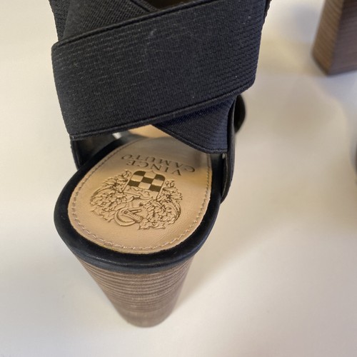 VINCE CAMUTO Keisha Women`s Leather Black Slingback High Sandal Shoes sz 10 M/40 - Picture 7 of 10