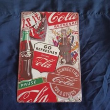 Metal Sign 8"X12" Wall Art Man Cave Garage Oil Bar Gas Station Refreshed Cola