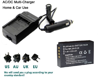 EN-EL20 EL20A Battery+charger for Nikon 1 J3,1 S1,1 V3 AW1,Coolpix A,P950 Camera